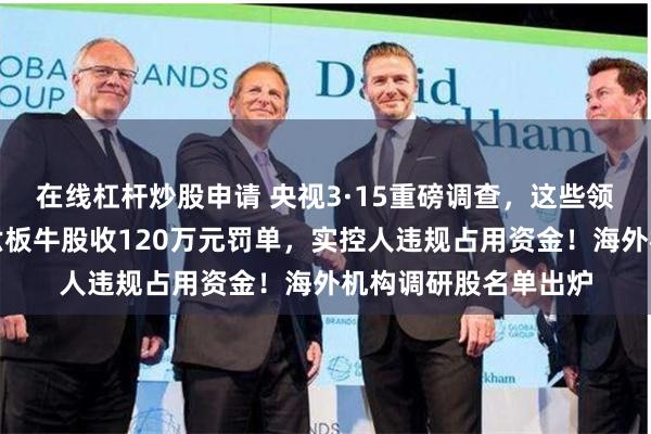 在线杠杆炒股申请 央视3·15重磅调查，这些领域黑幕重重！七天六板牛股收120万元罚单，实控人违规占用资金！海外机构调研股名单出炉