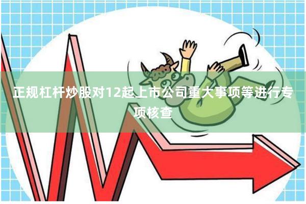 正规杠杆炒股对12起上市公司重大事项等进行专项核查